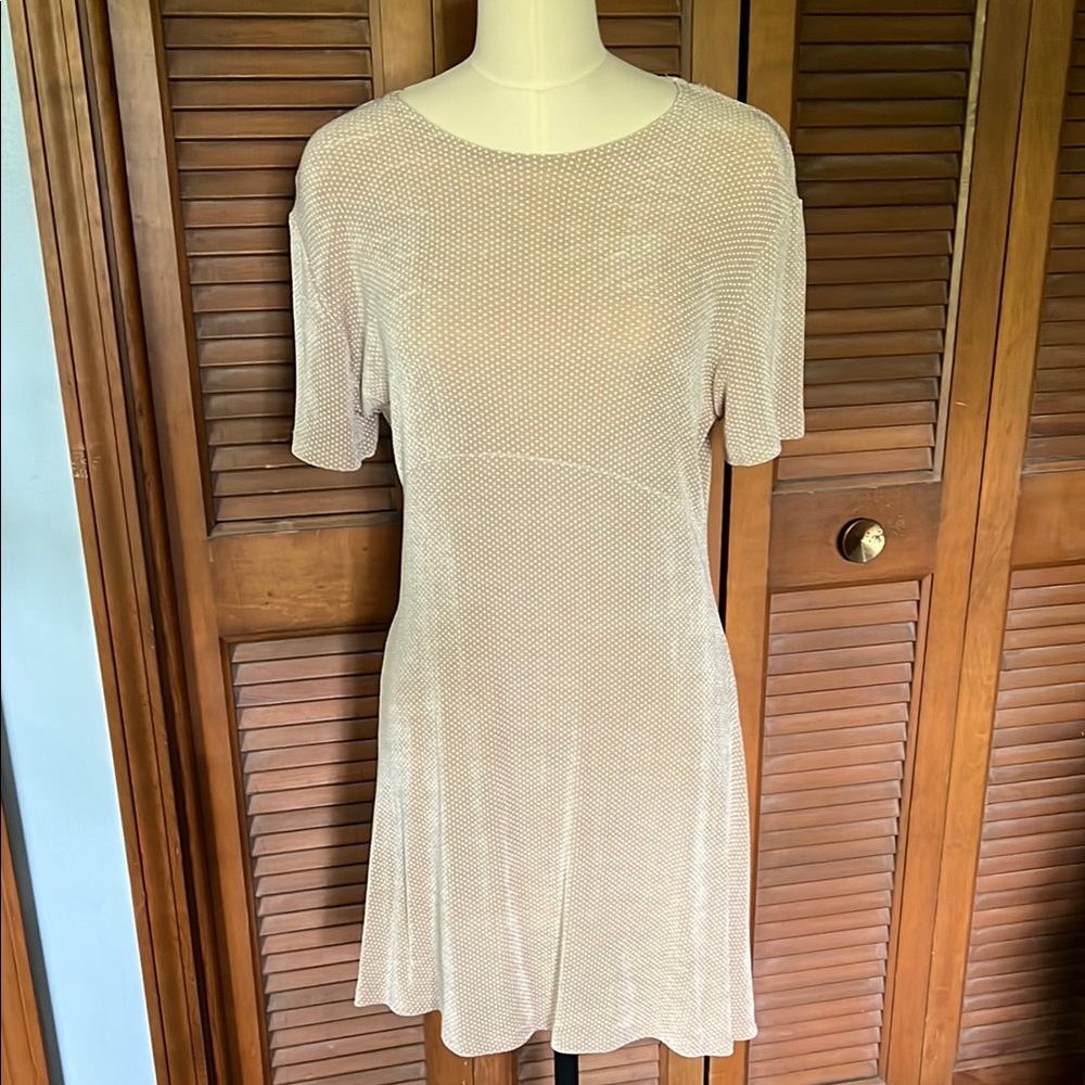 Beige Mini Dress with Short Sleeves